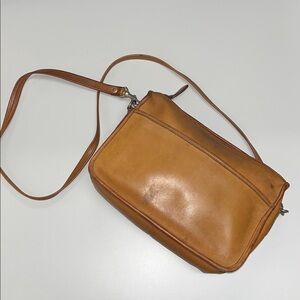 Mervyn’s Leather Crossbody Bag in Tan w/ gold tone hardware
